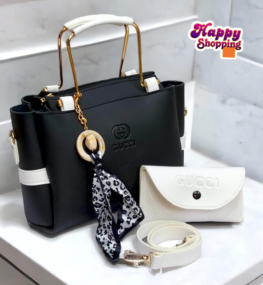 Elegant Black Ladies Handbag with Small Pouch | Stylish Everyday Essential