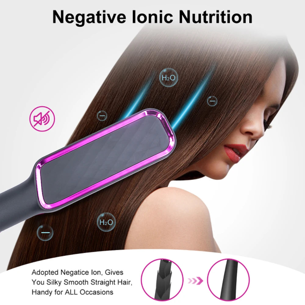 "The Ultimate Hair Revolution: 2-in-1 Straightener & Curling Comb"