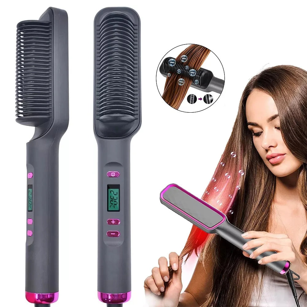 "The Ultimate Hair Revolution: 2-in-1 Straightener & Curling Comb"