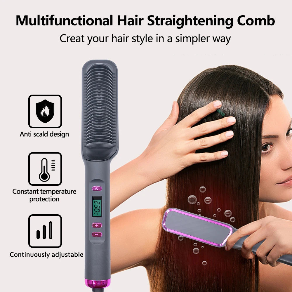 "The Ultimate Hair Revolution: 2-in-1 Straightener & Curling Comb"