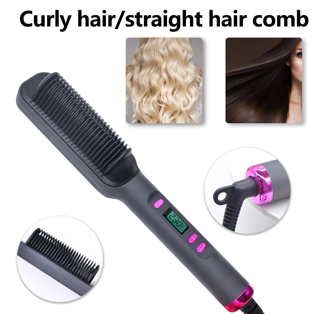 "The Ultimate Hair Revolution: 2-in-1 Straightener & Curling Comb"